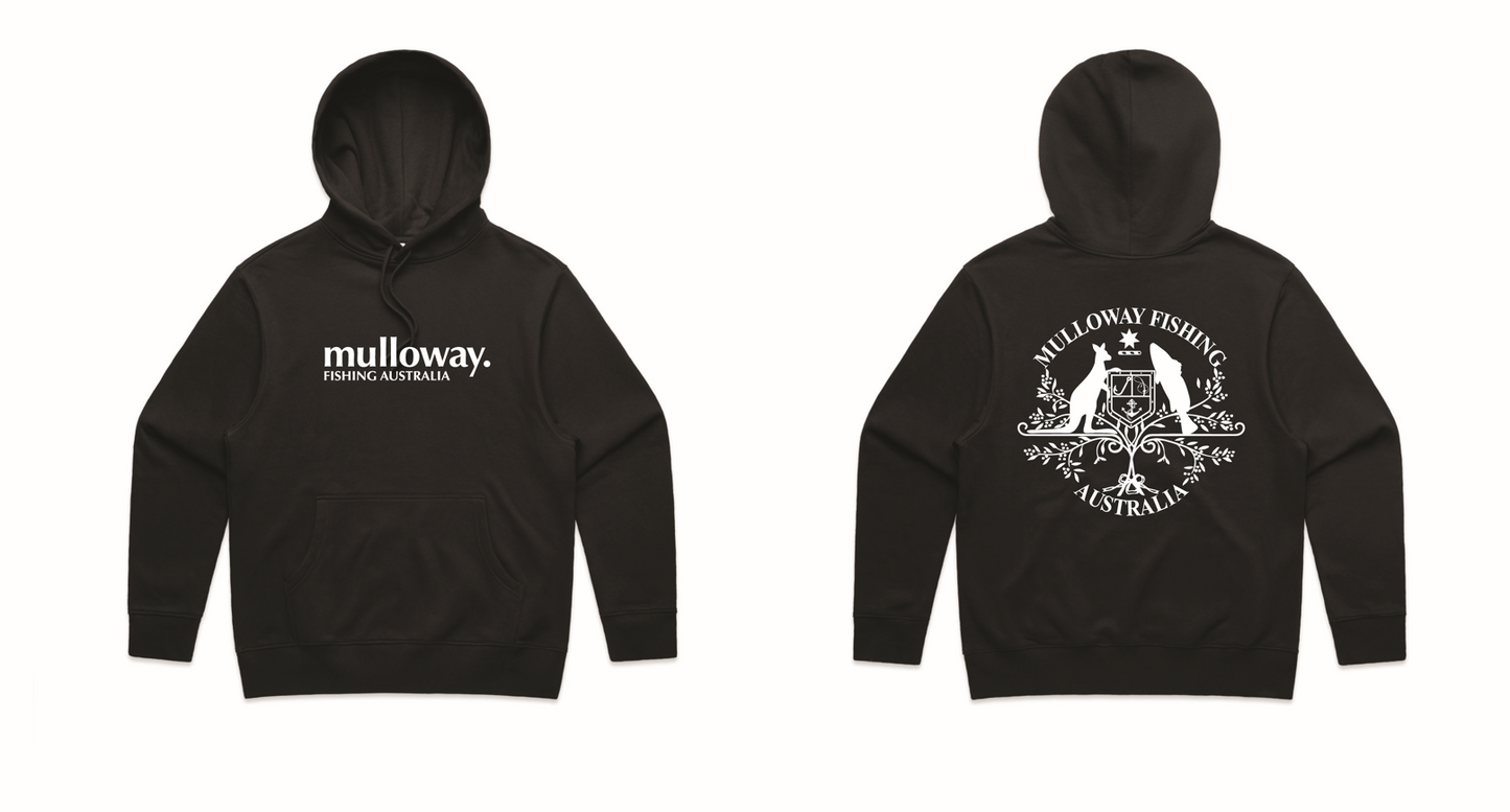 Mulloway Fishing Australia Black Emblem Hoodie